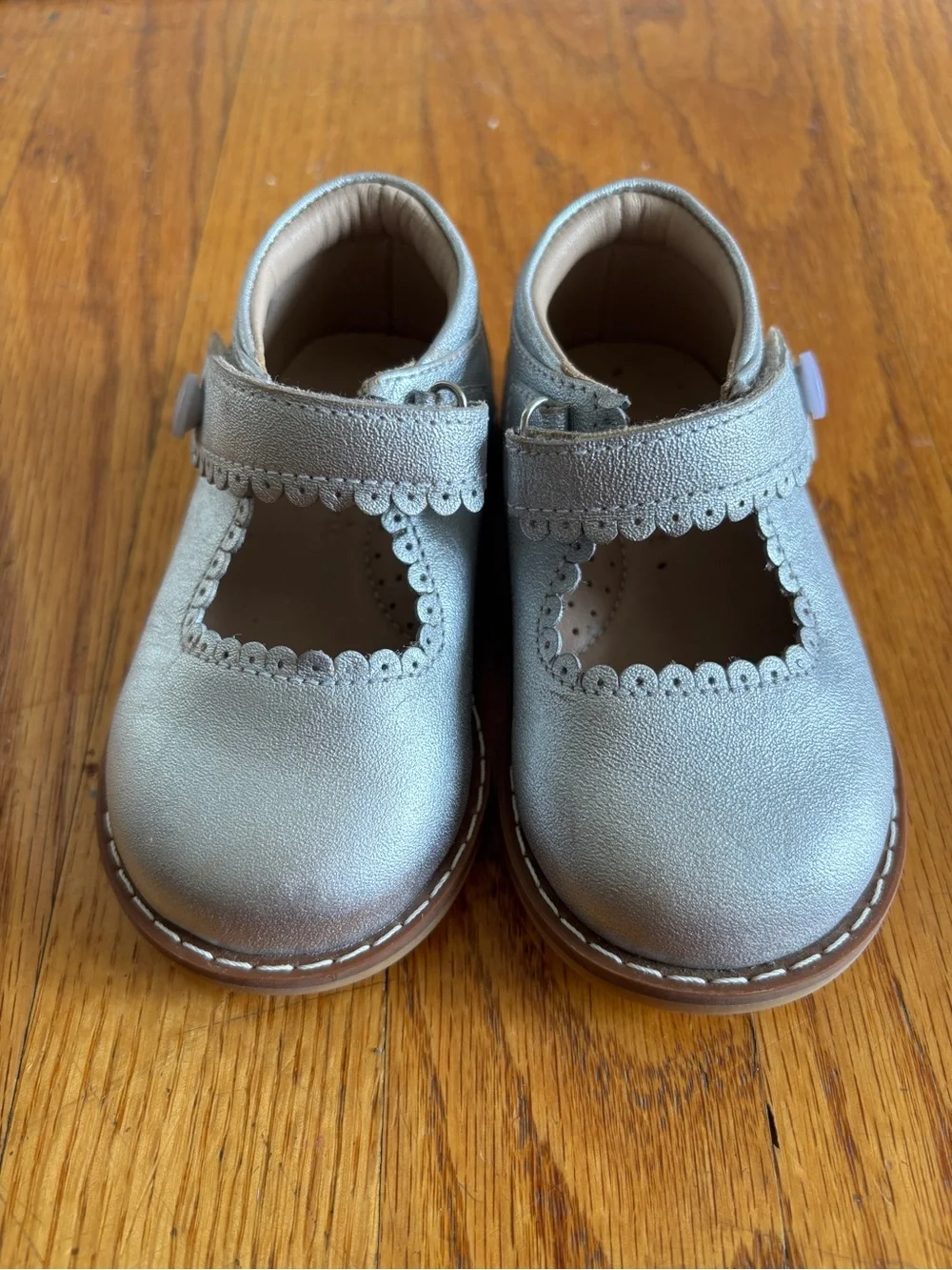 Elephantito Silver Scalloped Mary Janes for Kids